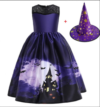 Elarova Halloween Prinzessinnenkleid mit Halloween-Muster