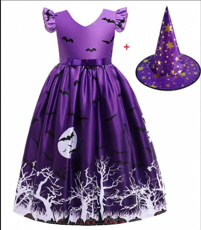 Elarova Halloween Prinzessinnenkleid mit Halloween-Muster