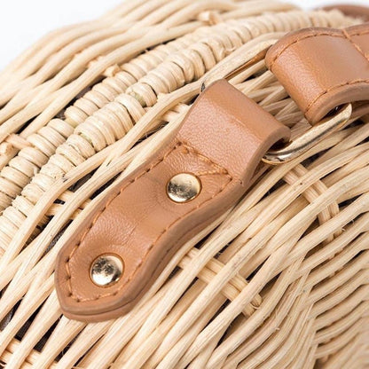 Elarova | Handgewebte Rattan Bambus Seitentasche