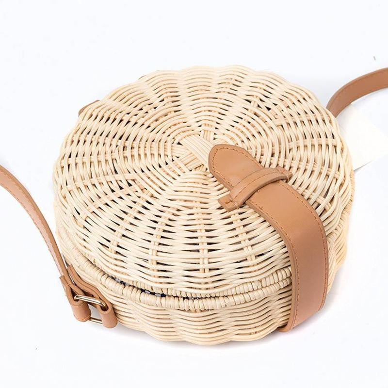 Elarova | Handgewebte Rattan Bambus Seitentasche