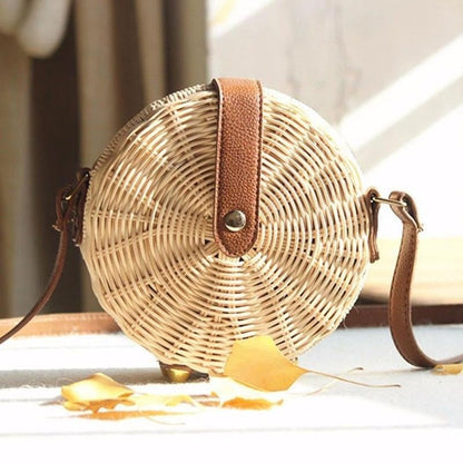 Handgewebte Rattan Bambus Seitentasche Natur - Norvielle