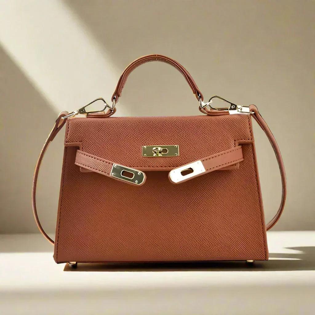 Elarova | Handtasche Echtes Leder Strukturiertes Design Abnehmbarer Schulterriemen Elegantes Aussehen