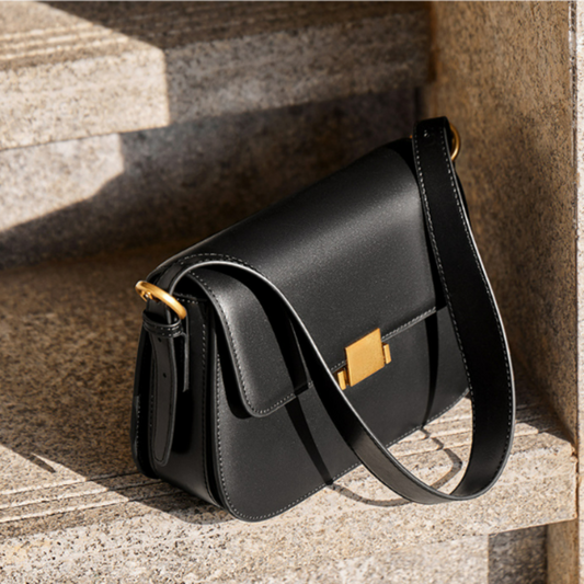 Damen Handtasche Klein Lederoptik Schwarz - Norvielle
