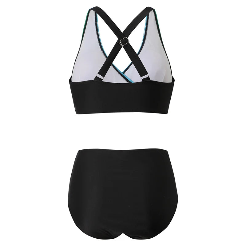 Elarova | Hoch tailliertes Push-Up-Halter-Bikini-Set für Damen