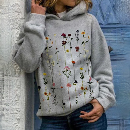 Norvielle Damen Hoodie Blumendruck - Norvielle