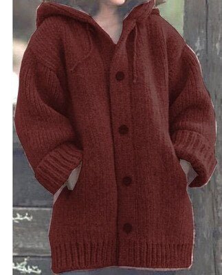 Elarova | Hutkragen Schlichte, locker sitzende, langärmelige Strickjacke