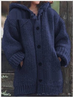 Elarova | Hutkragen Schlichte, locker sitzende, langärmelige Strickjacke