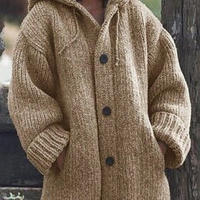 Norvielle Damen Strickjacke Langärmelig Locker Sitzend Beige - Norvielle