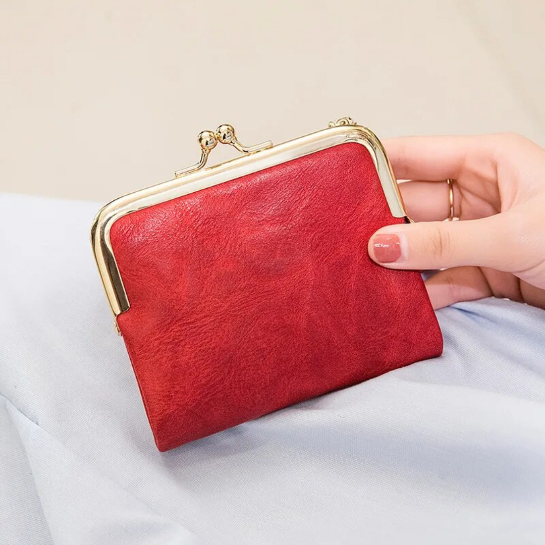 Elarova | Kiss Lock Tasche stilvolle Damen Münzgeldbörse