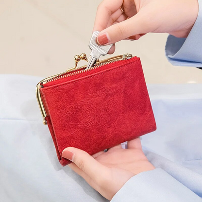 Elarova | Kiss Lock Tasche stilvolle Damen Münzgeldbörse