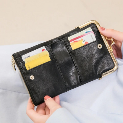 Elarova | Kiss Lock Tasche stilvolle Damen Münzgeldbörse