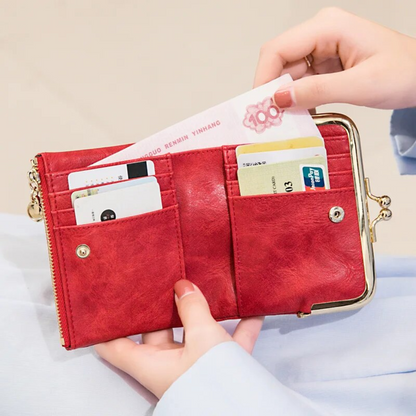 Elarova | Kiss Lock Tasche stilvolle Damen Münzgeldbörse