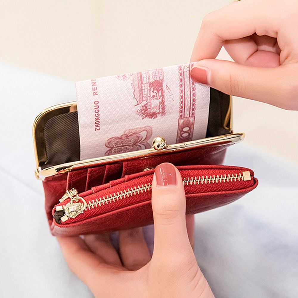 Elarova | Kiss Lock Tasche stilvolle Damen Münzgeldbörse