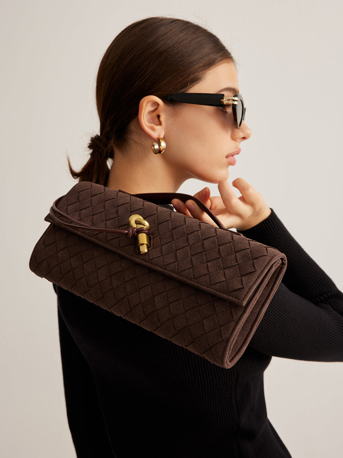 Elarova | Klapp Suede Clutch Tasche