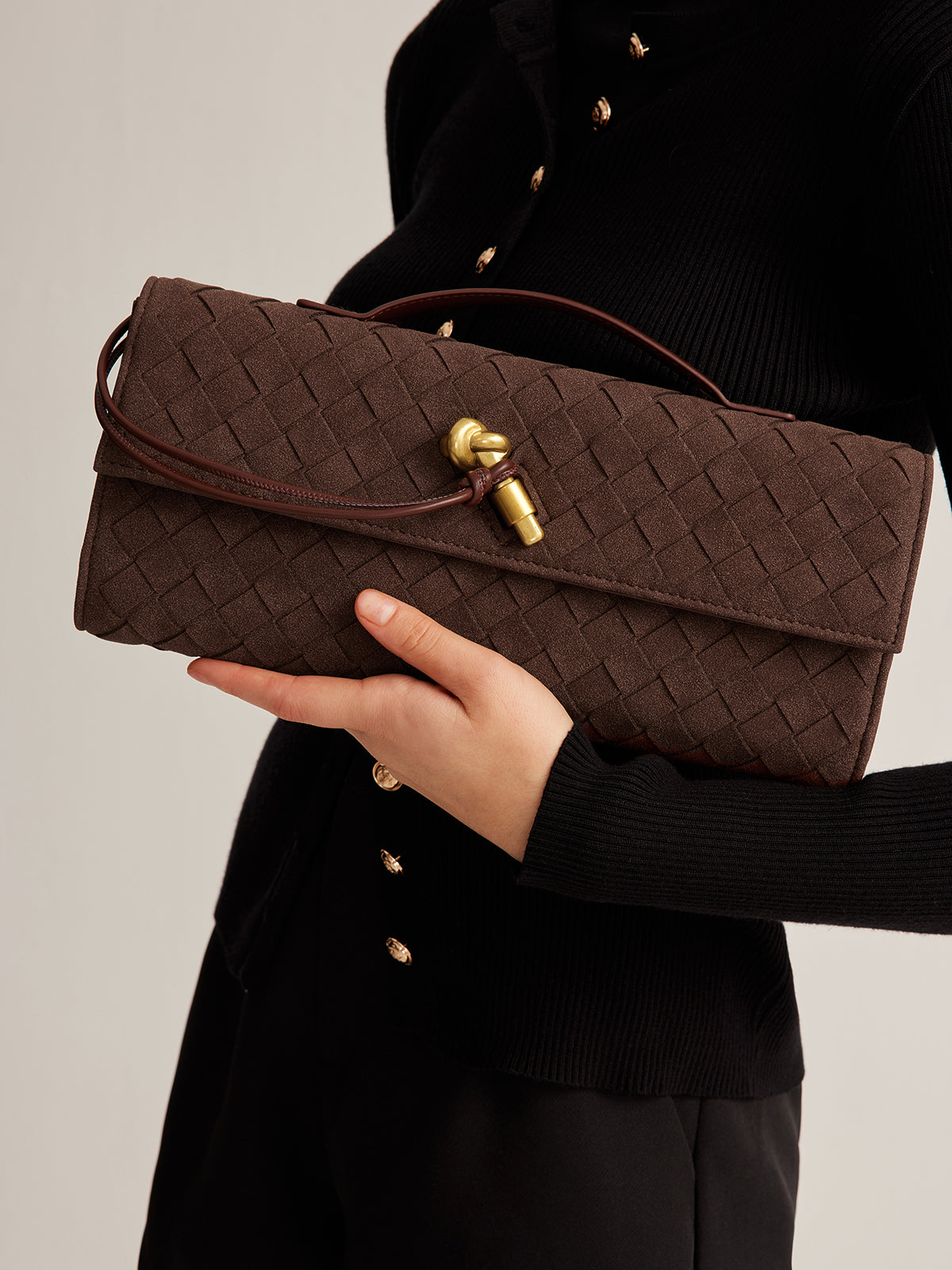 Elarova | Klapp Suede Clutch Tasche