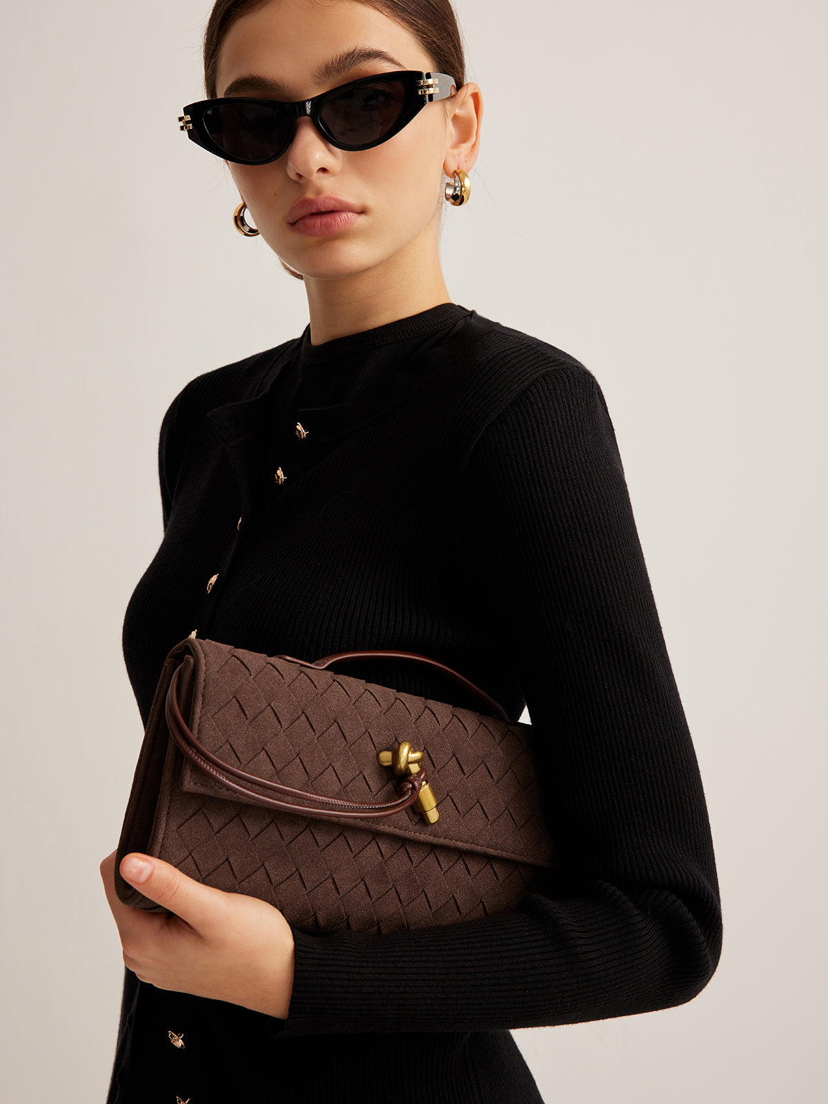 Elarova | Klapp Suede Clutch Tasche