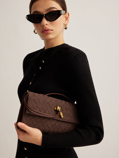 Elarova | Klapp Suede Clutch Tasche