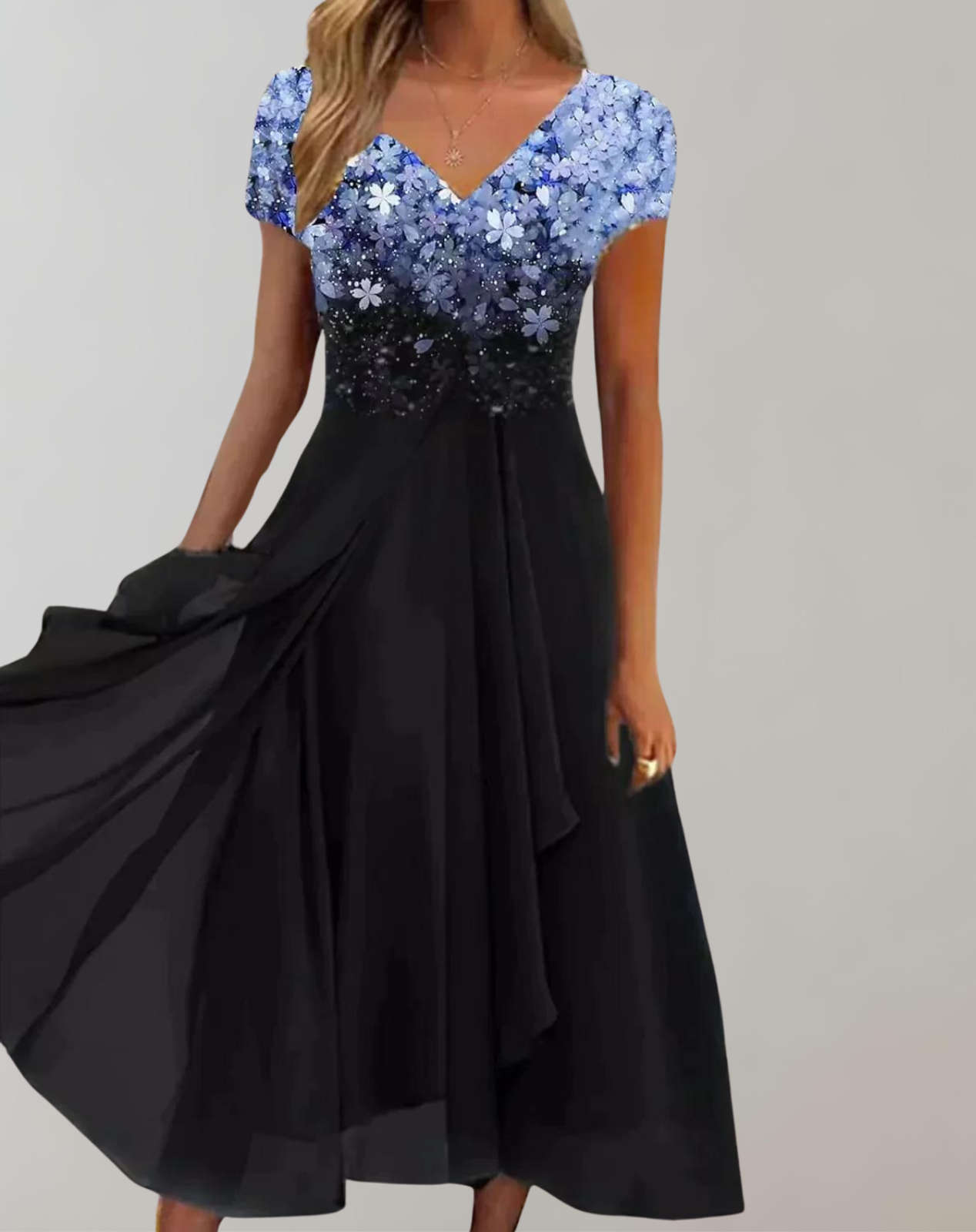 Damen Abendkleid Glänzendes mit Leuchtenden Blumen - Norvielle