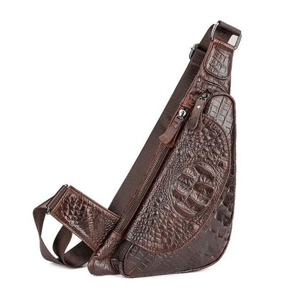 Krokodilleder Gürteltasche Reisetasche Umhängetasche Leder Schwarz - Norvielle