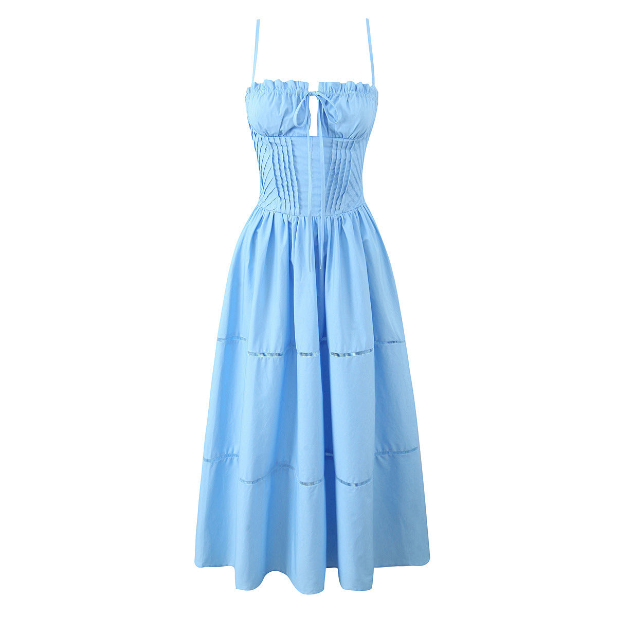 Norvielle Damen Kleid Taillenbetont Lang Schnürsenkel - Norvielle