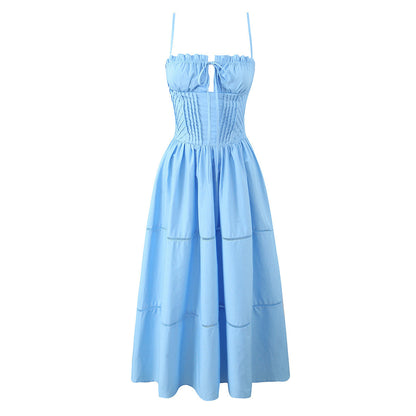 Norvielle Damen Kleid Taillenbetont Lang Schnürsenkel - Norvielle