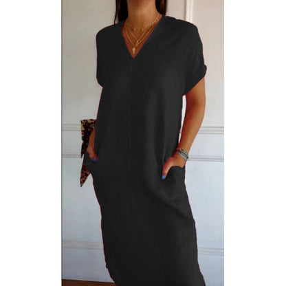 Elarova Kurzarmkleid mit V-Ausschnitt