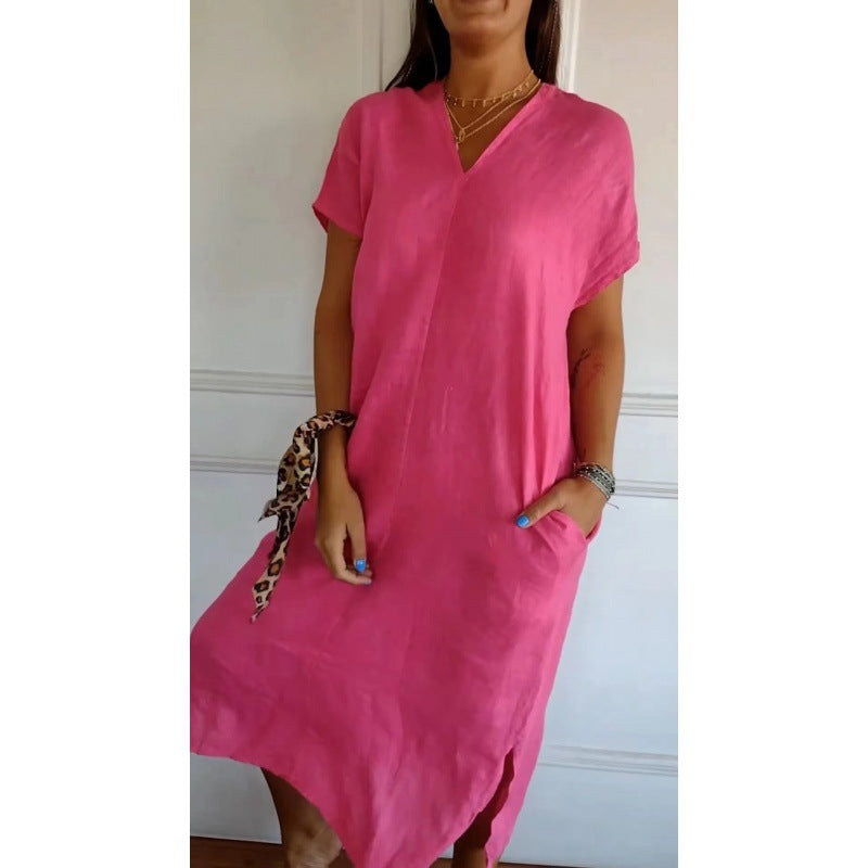 Elarova Kurzarmkleid mit V-Ausschnitt