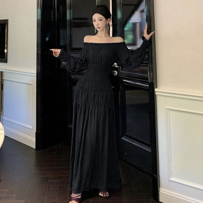 Elarova Lang Kleid mit geknüpftem Bund, weit schwingend