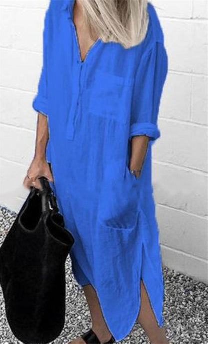 Elarova Langarm-Kleid mit Knopfleiste vorne: zeitlos einfach