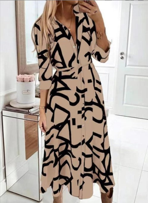 Elarova Langarm-Wickelkleid mit polierten Knöpfen vorne