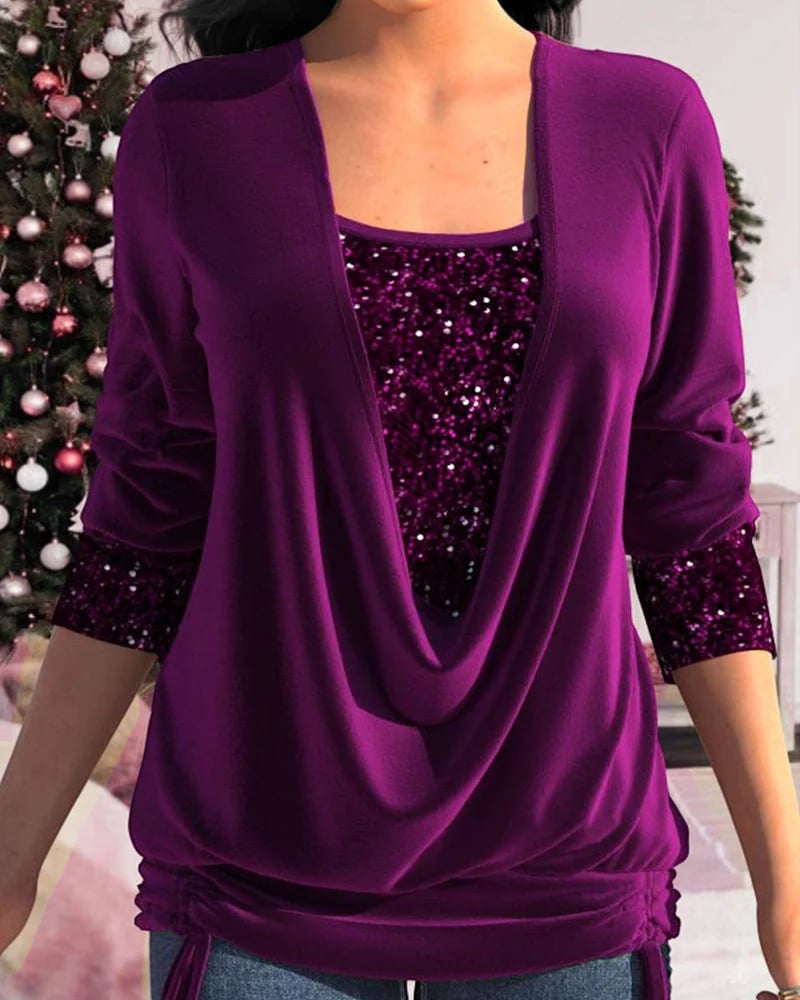 Damen Langärmel-Shirt Pailletten-Bekleidung - Norvielle