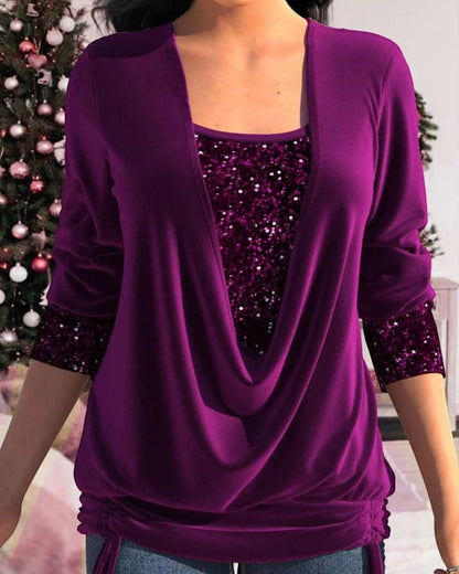 Damen Langärmel-Shirt Pailletten-Bekleidung - Norvielle