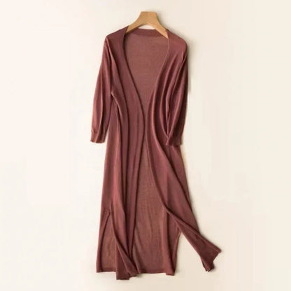 Elarova | Lange Offene Front Strickjacke