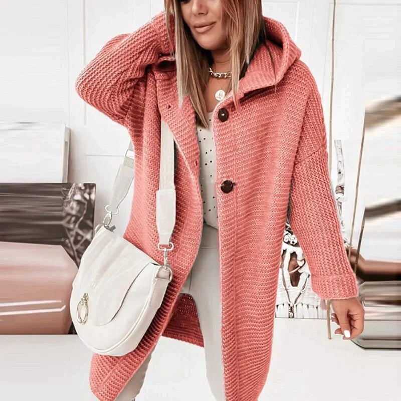 Norvielle Damen Strickjacke Lang Mit Kapuze Wärme - Norvielle