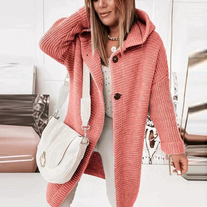 Norvielle Damen Strickjacke Lang Mit Kapuze Wärme - Norvielle