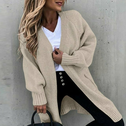 Elarova | Langes, weiches Damenstrickjacke mit einer lässigen Passform