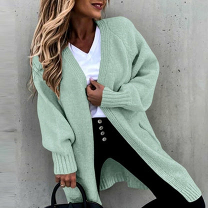 Elarova | Langes, weiches Damenstrickjacke mit einer lässigen Passform