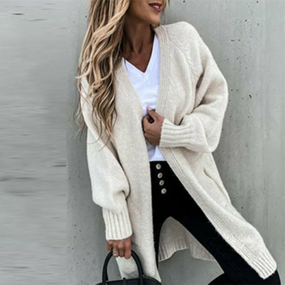 Elarova | Langes, weiches Damenstrickjacke mit einer lässigen Passform