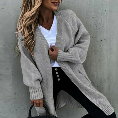 Elarova | Langes, weiches Damenstrickjacke mit einer lässigen Passform