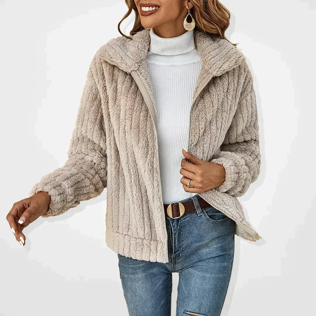 Norvielle Damen Plüschstrickjacke Lässig - Norvielle