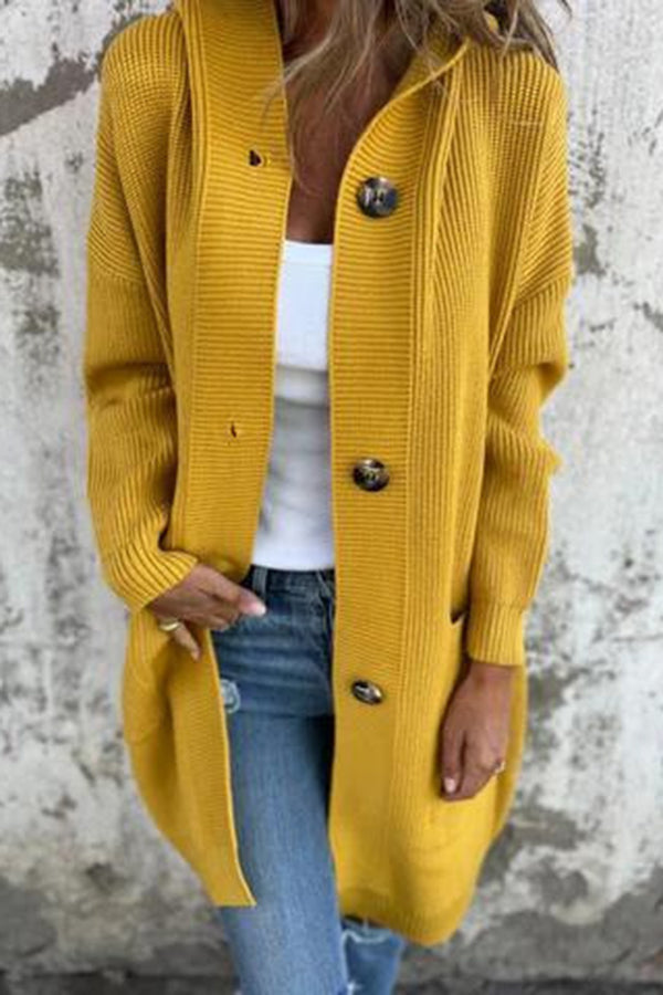 Elarova | Lässiger Herbst Strickcardigan mit Kapuze für Frauen