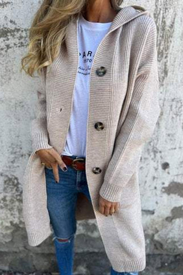 Elarova | Lässiger Herbst Strickcardigan mit Kapuze für Frauen