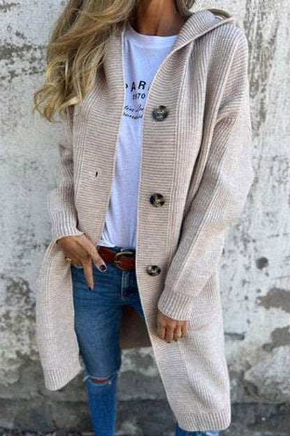 Elarova | Lässiger Herbst Strickcardigan mit Kapuze für Frauen