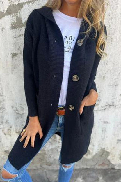 Elarova | Lässiger Herbst Strickcardigan mit Kapuze für Frauen