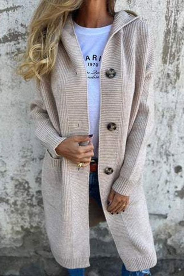 Elarova | Lässiger Herbst Strickcardigan mit Kapuze für Frauen