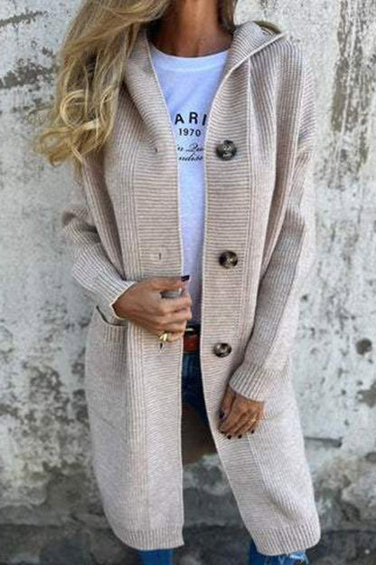 Elarova | Lässiger Herbst Strickcardigan mit Kapuze für Frauen