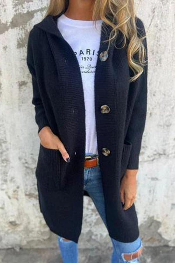 Elarova | Lässiger Herbst Strickcardigan mit Kapuze für Frauen