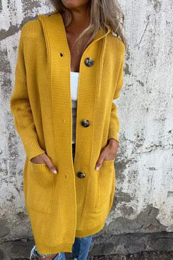 Elarova | Lässiger Herbst Strickcardigan mit Kapuze für Frauen