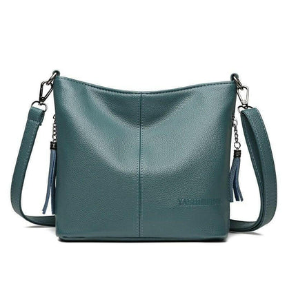 Norvielle Damen Leder Schultertasche Organizer Braun - Norvielle