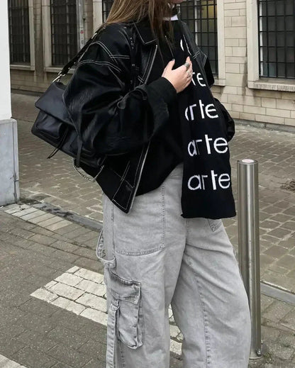 Elarova | Lederbomberjacke Im Vintage-Stil